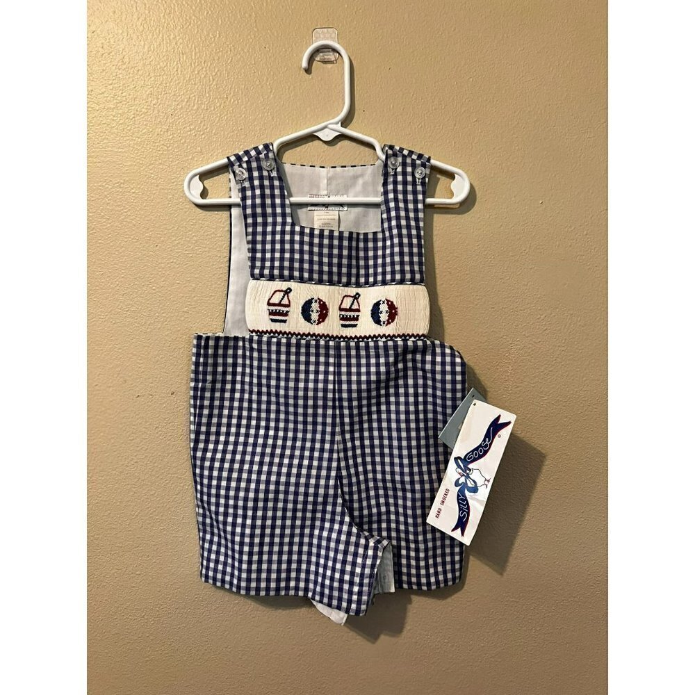 Boy's Silly Goose Hand Smocked Nautical Jumper Size 18M NWT